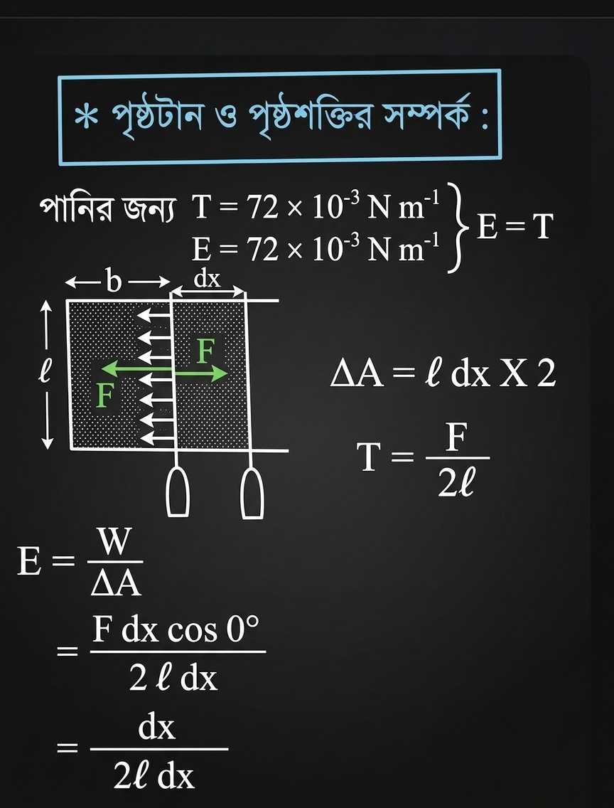পৃষ্ঠশক্তির সঙ্গে পৃষ্ঠটানের সম্পর্ক